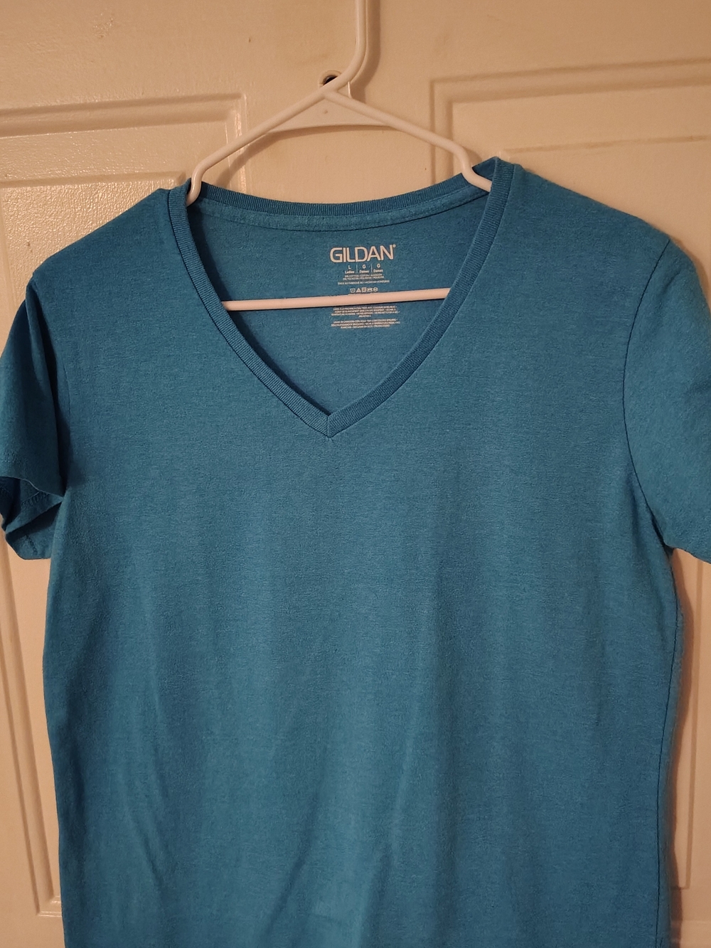 Gildan V-Neck Tee in Bright Teal